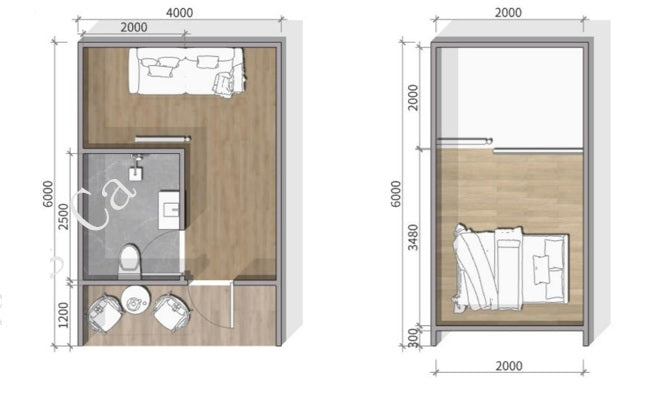 Casa in legno 36 mq (875 mq) con vetrata e bagno