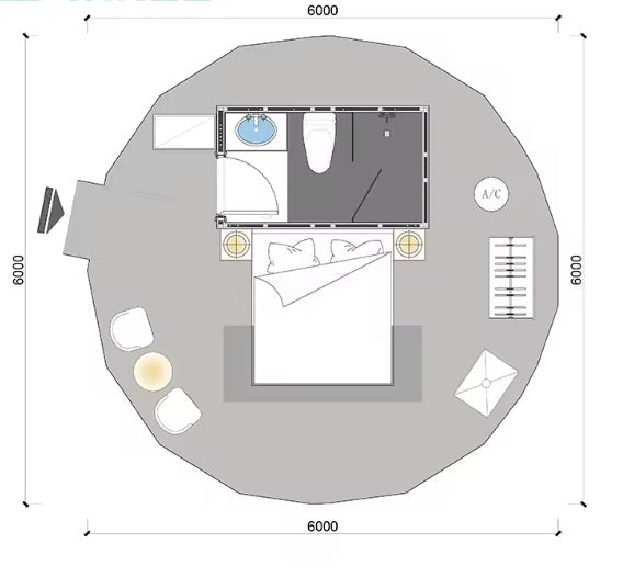 Cupola Glamping struttura Alluminio e PVC 36mq