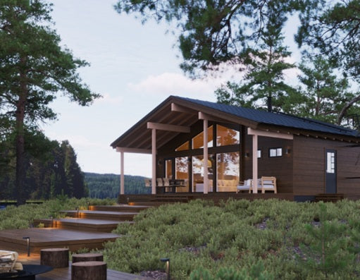 Casa di legno ecologica su disegno due camere due bagni dehor mq 80