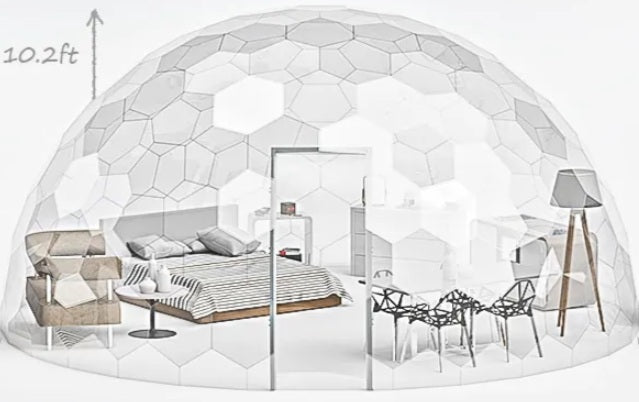 Cupola Glamping  struttura in Alluminio e Vetro trasparente o colorato, 36mq