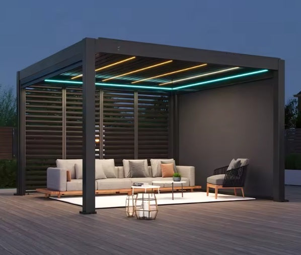Pergola bioclimatica in Alluminio Illuminata e Motorizzata metri 3x4